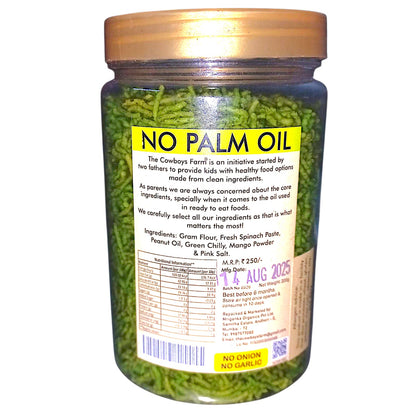 Sev | Super Green Chatpata Sev - Guten Free, No Onion, No Garlic, No Palm Oil &amp; No Added Preservatives – The Cow Boys Farm – 200gm