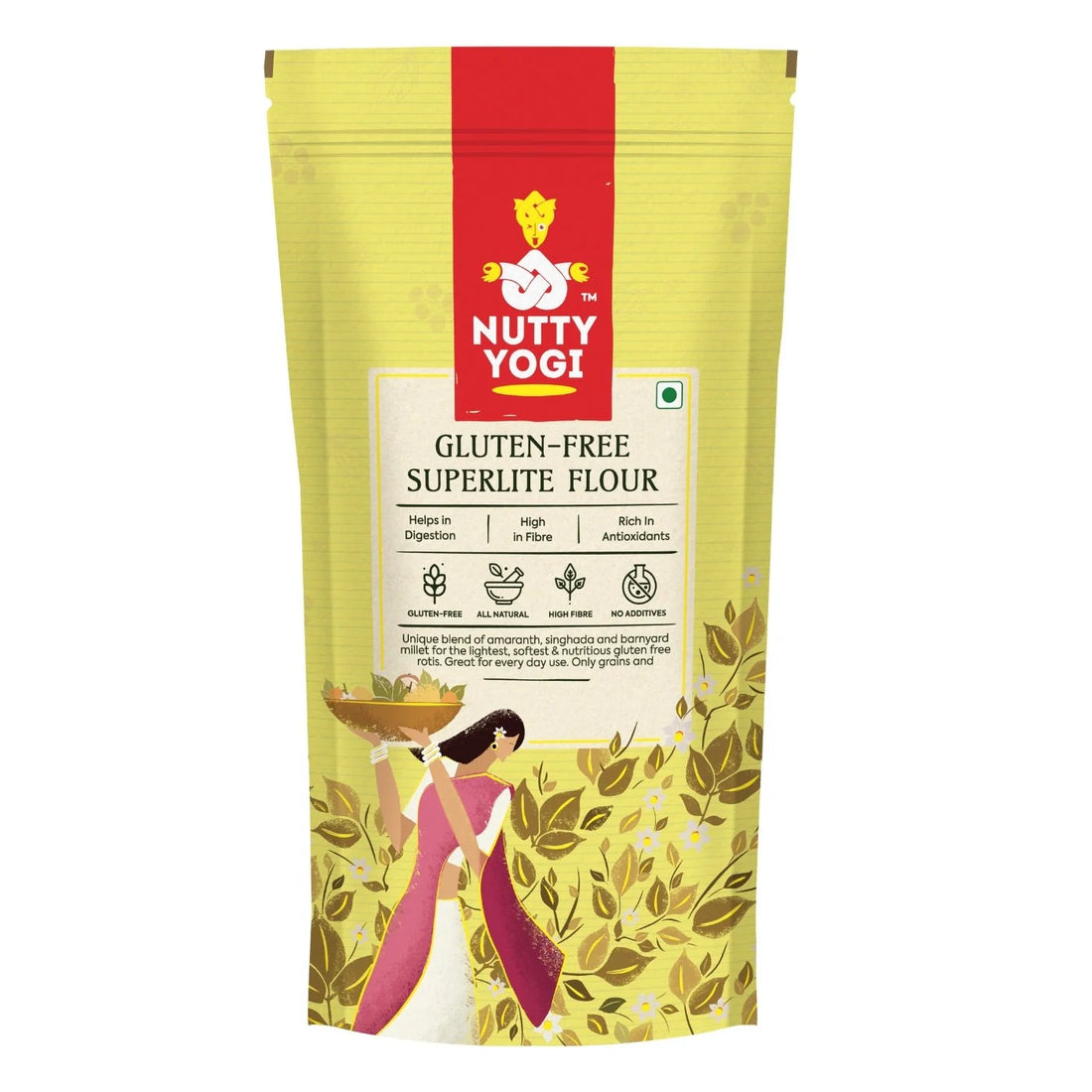 Flour | Super Lite (Made From Amaranth, Water Chestnut &amp; Samak) – Gluten Free, High Fibre, Rich In Vitamins &amp; Antioxidants – Nutty Yogi – 500gm
