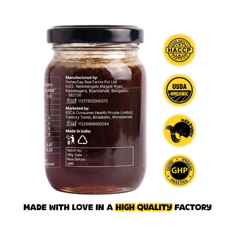 Honey | Super Honey - Raw Forest Honey with Royal Jelly &amp; Bee Propolis- No added sugar, No Added Preservatives -Wellopia- 250gm