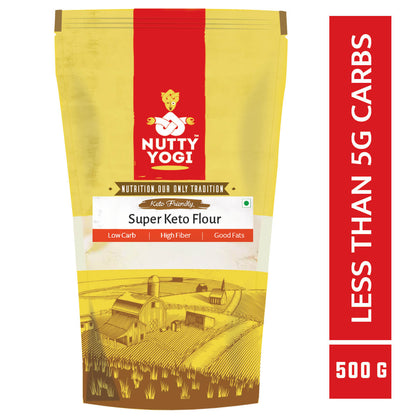Flour | Super Keto - Natural - Gluten Free, Keto Friendly, High In Fiber, No Added Chemicals &amp; No Added Preservatives - Nutty Yogi - 500gm