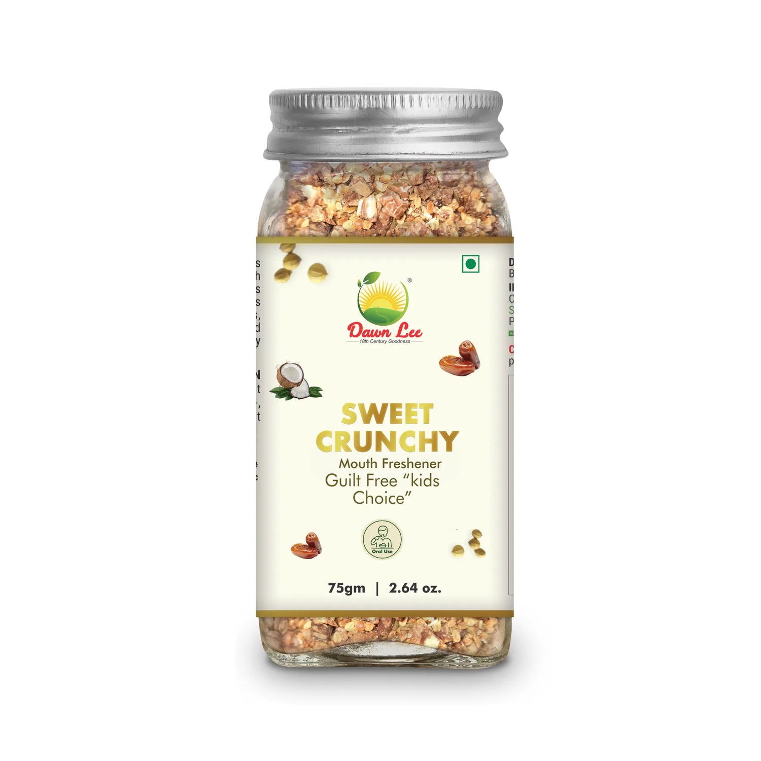 Mouth Freshener | Sweet Crunchy - Vegan, Mood Enhancer &amp; Support Relief From Spicy Food Induced Stomach Irritation - Dawn Lee - 75gm