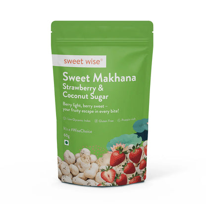 Makhana | Sweet Makhana Strawberry &amp; Coconut - Gluten Free &amp; High In Protein - Sweet Wise - 60gm