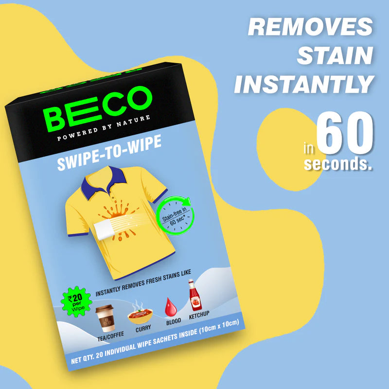 Wipes | Instant Stain Remover Wipes – Eco Friendly &amp;amp; Chemical Free – Beco – 1 Box  – (Pack Of  10 Wipe)