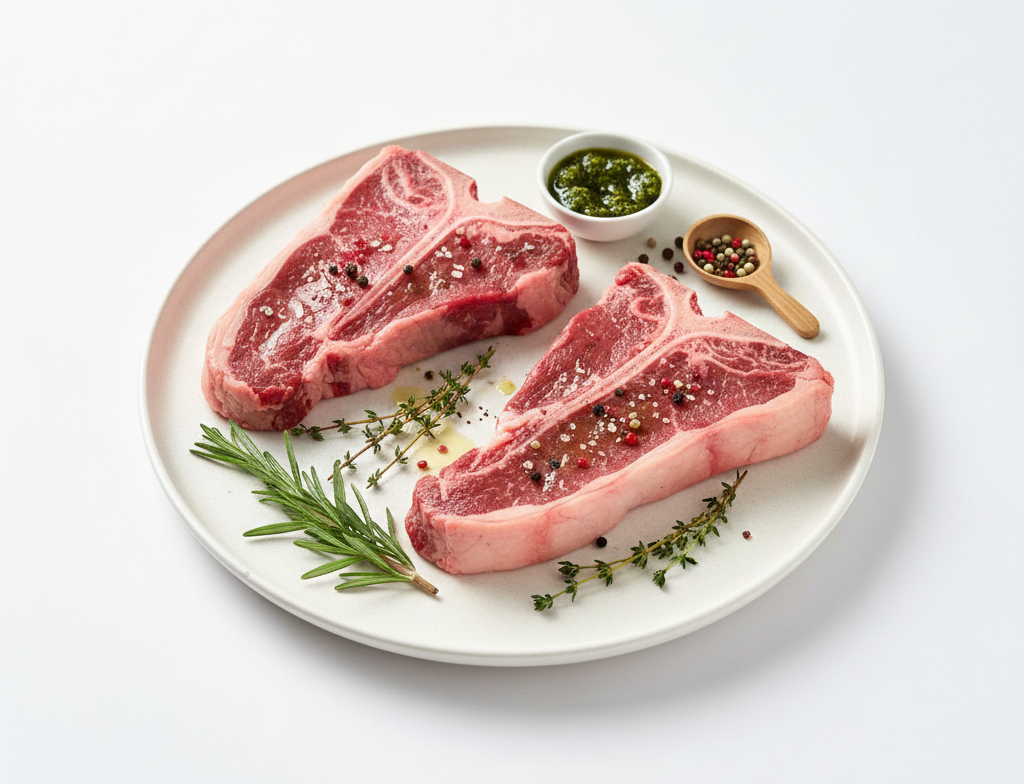 Buff | T-Bone Steak Buff - Kerala Meat -No Antibiotics And Hormone Free – No Fillers, No Gums, No Nitrates & Binder Using Fat Only - Nature’s Soul –(Approx 450gm)