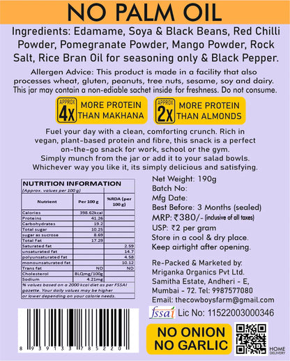 Protein Crunch | Roasted Chatpata Three - Bean Protein Crunch -  No Palm Oil &amp; No Added Preservatives - The Cow Boys Farm – 190gm