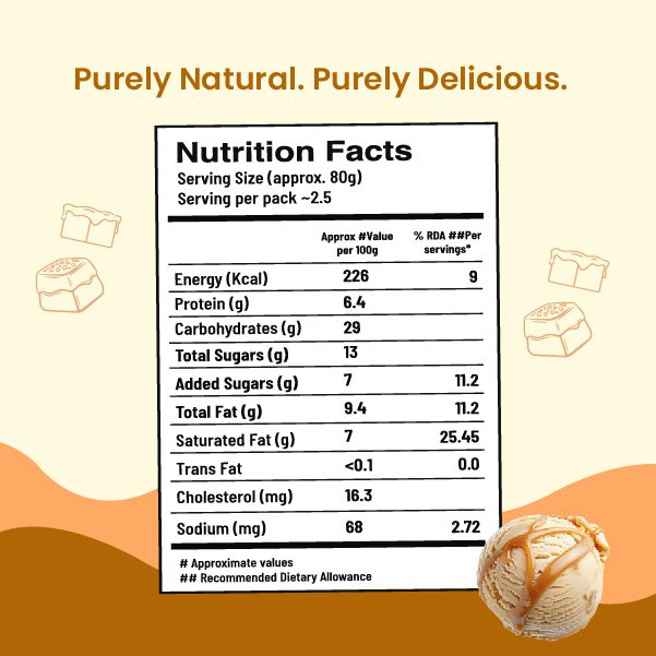 Ice Cream | Salted Caramel Glow - Sweetened with Dhaga Mishri - Prepared With A2 Cow Milk- Zero Preservatives, No Refined Sugar &amp;  Zero Added Colour and Artificial - Ksheeram Ice Cream – 200 Gms