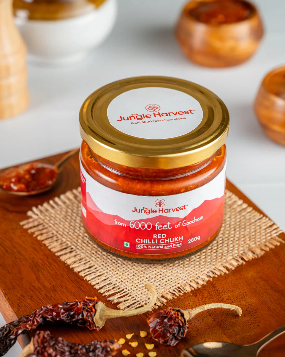 Chutnеy | Red Chilli Chukh - 100% Natural And Pure -Antioxidants &amp;amp; Support Ovеrall Hеalth&amp;nbsp;Properties- Chemical-Free Preparation , Preservatives Free - Jungle Harvest - 250gm