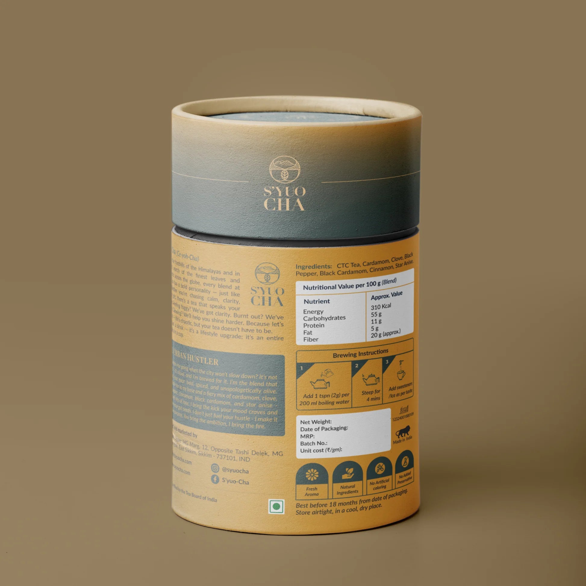 Tea |The Urban Hustler - Masala Chai Tea (Rose Masala Chai Tea for Improved Digestion)-No Side Effects-No Artificial Coloring- No Added Preservatives - Syuo Cha - 100gm