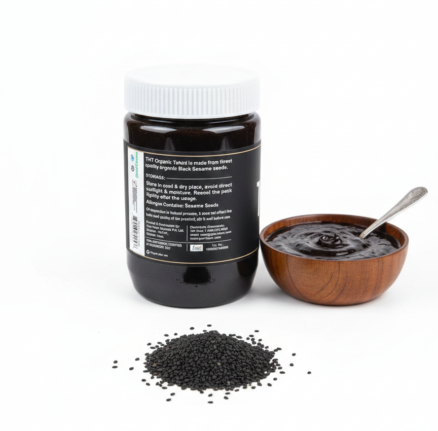 Tahini | Black Sesame Seeds  - Unsweetened, Unsalted - USDA Organic-Vegan - No Preservatives - The Holly Tree - 454 gm