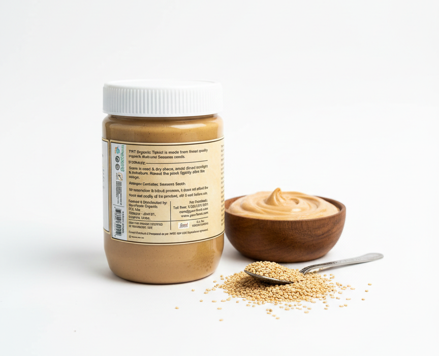 Tahini | Natural Sesame Seeds  - Unsweetened, Unsalted - USDA Organic-Vegan - No Preservatives - The Holly Tree - 454 gm