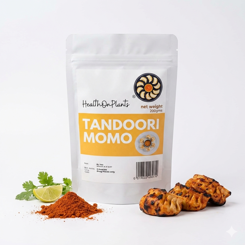 Momo | Tandoori Momo –Delightful Snack & Frozen Tandoori Momo - No Added Preservatives & No Additives – Health on Plants – 200gm