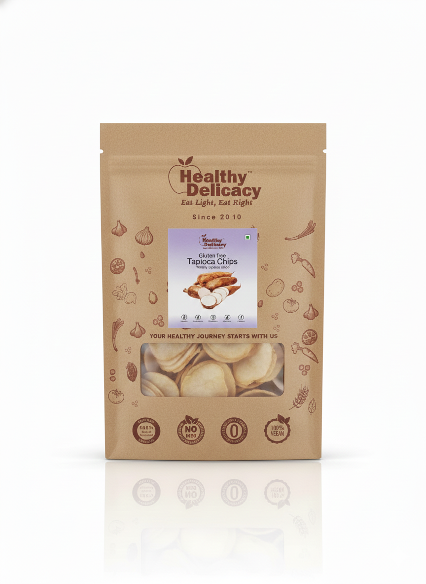 Tapioca Chips - Gluten Free Tapioca Chips - Zero Cholesterol- No Trans Fat - No Preservative- High Energy -100%  Healthy Delicacy-190gm