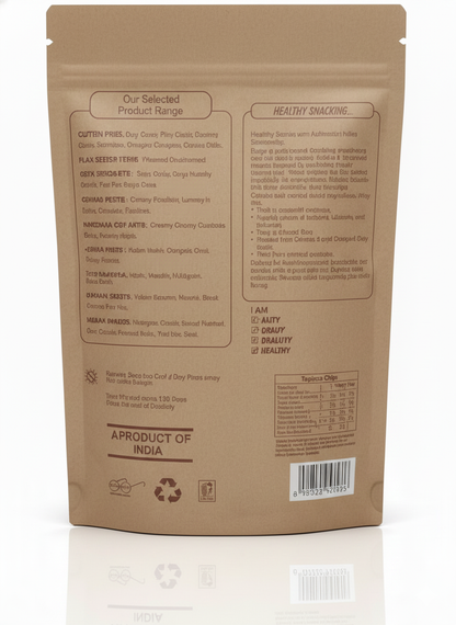 Tapioca Chips - Gluten Free Tapioca Chips - Zero Cholesterol- No Trans Fat - No Preservative- High Energy -100%  Healthy Delicacy-190gm