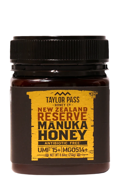 Honey | New Zealand Reserve Manuka Honey UMF 15+ MGO514+ - Antibiotic Free - Taylor Pass Honey - 250gm