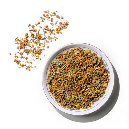 Tea | Turmeric Time Out (Turmeric Spice Herbal Tea) - Soothing, Peppery, Earthy Flavour - USDA Organic - Caffeine Free - Luxmi Estates - 100gm