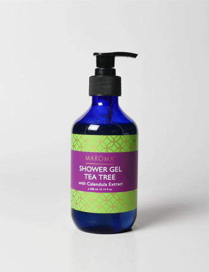 Shower Gel | Shower Gel Tea Tree (With Calendula Extract) - Vegan, Cruelty Free, Palm Oil Free, No Parabens, Synthetic Fragrances &amp; No Artificial Color - Maroma - 300ml