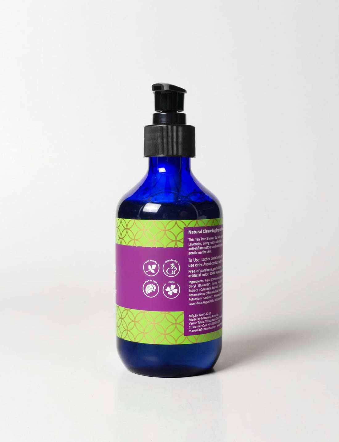 Shower Gel | Shower Gel Tea Tree (With Calendula Extract) - Vegan, Cruelty Free, Palm Oil Free, No Parabens, Synthetic Fragrances &amp; No Artificial Color - Maroma - 300ml