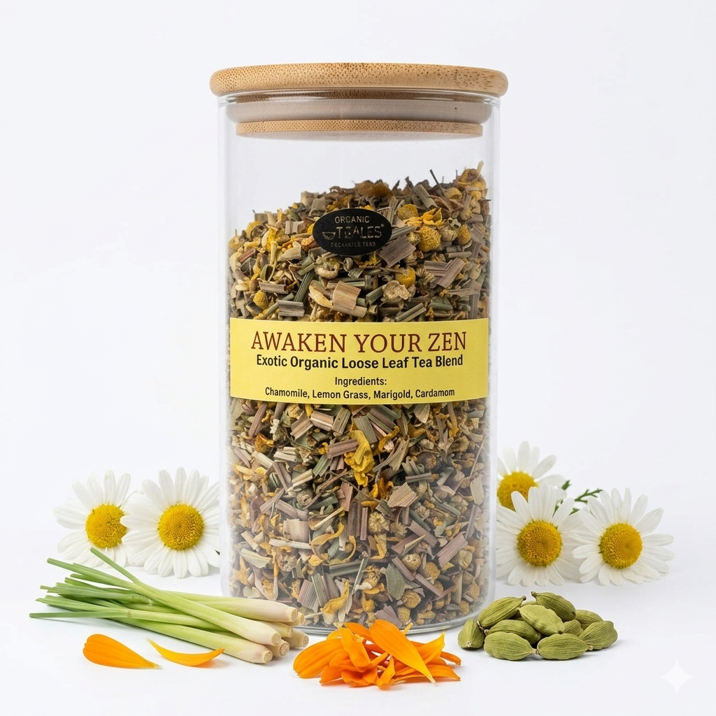 Tea | Awaken Yours Zen (Exotic Organic Loose Leaf Tea Blend)  – Organic T-Tales – 100gm