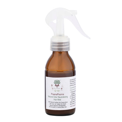 Natural Odor Neutralizing Hair Mist - Lavender - Free from Alcohol And Synthetic Fragrances - Praanapoorna - 100ml