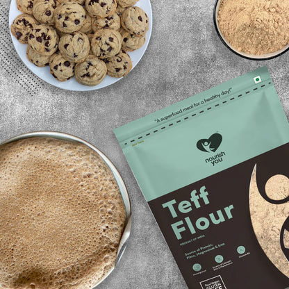 Teff Flour | Raw - Vegan, Gluten Free, High In Protein, Magnesium, Fibre &amp; Iron - Nourish You - 500gm