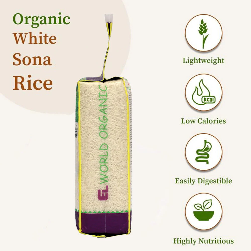 Rice | Telangana Sona Rice - Rich in protein - Elworld Organic - 1000gm