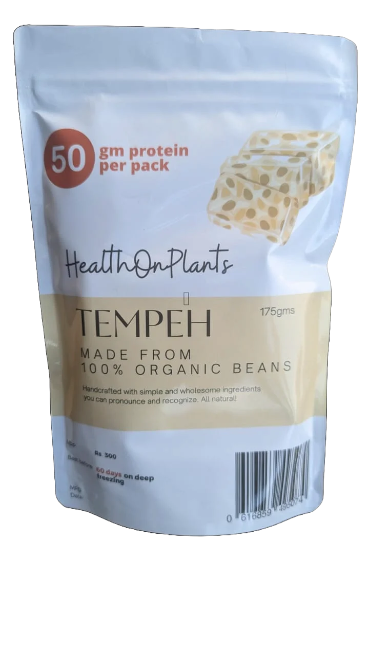 Tempeh | Made From 100% Organic Beans - 50gm Protein Per Pack - Fermented Superfood - Natural - Vegan & Gut Friendly - Health On Plants - 175gm