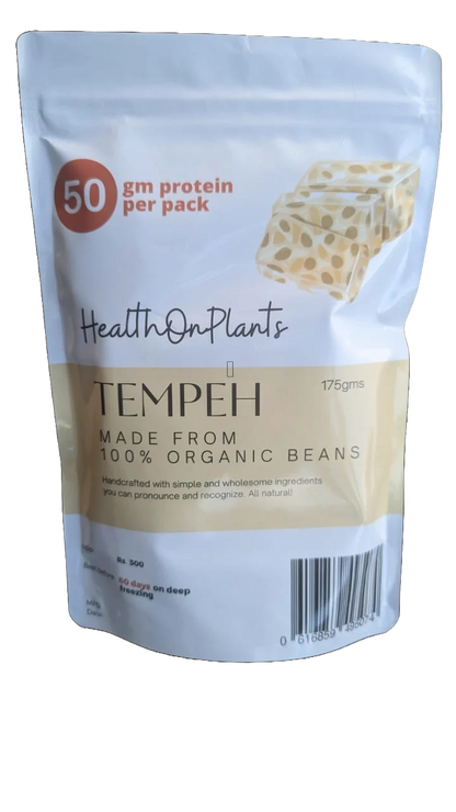 Tempeh | Made From 100% Organic Beans - 50gm Protein Per Pack - Fermented Superfood - Natural - Vegan &amp; Gut Friendly - Health On Plants - 175gm
