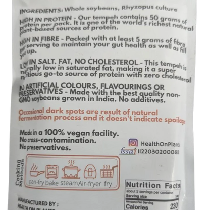 Tempeh | Made From 100% Organic Beans - 50gm Protein Per Pack - Fermented Superfood - Natural - Vegan &amp; Gut Friendly - Health On Plants - 175gm