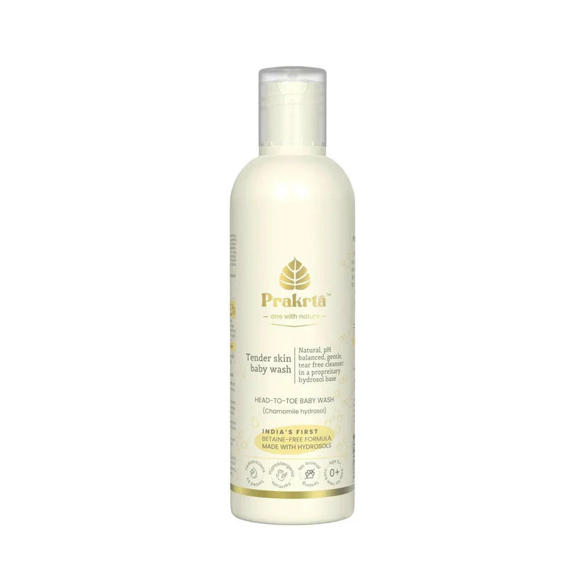 Wash |Tender Skin Baby Wash (Chamomile Hydrosol) -Head-to-toe Gentle &amp; Natural Bodywash for Babies -Age 0+, tear-free- No Added Preservatives -Prakrta- 200ml