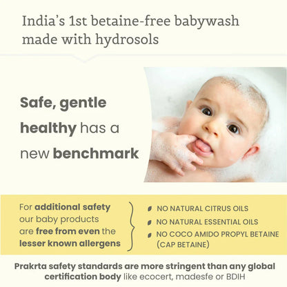 Wash |Tender Skin Baby Wash (Chamomile Hydrosol) -Head-to-toe Gentle &amp; Natural Bodywash for Babies -Age 0+, tear-free- No Added Preservatives -Prakrta- 200ml