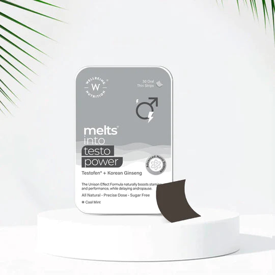 Testo Power - Melts - Cool Mint - (Testofen + Korean Ginseng) - Natural – Vegan, Gluten Free, &amp;amp; Zero Sugar – Wellbeing Nutrition – 30 Strips