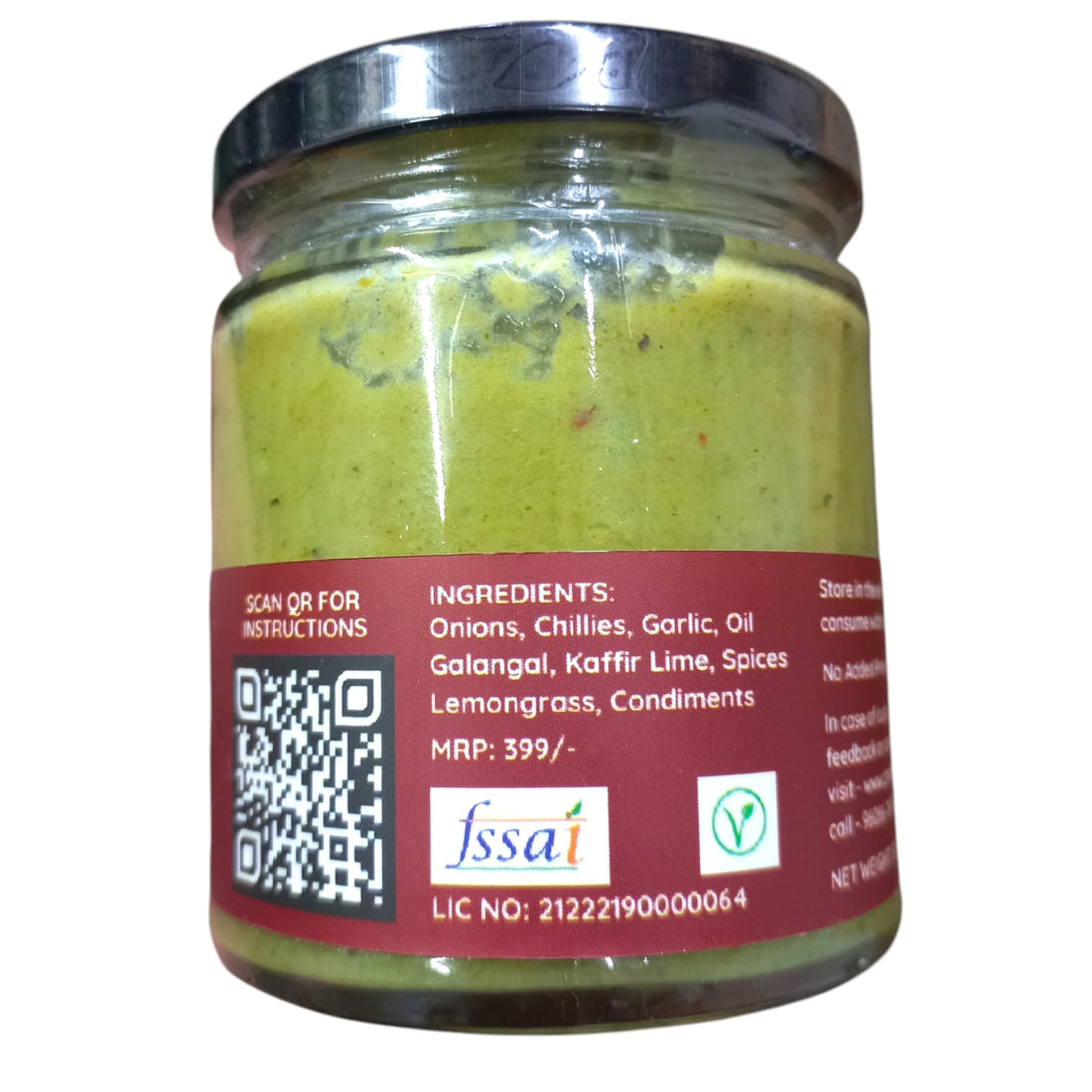 Curry Paste | Thai Green Curry Paste - Cold Pressed Oil – Vegan, No Added Flavors, Colors, Thickener & No Emulsifiers And Stabilisers – CHEF ZEHN – 200gm