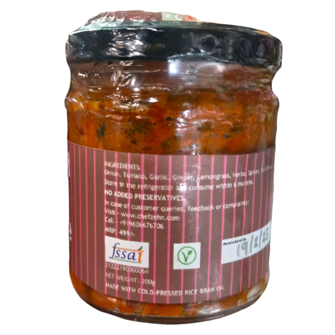 Tomato Paste | Thai Basil And Sun Dried Tomato Paste – Made With Cold Pressed Oil &amp; Rice Bran Oil – Vegan, No Added Flavors, Colors, Thickener &amp; No Emulsifiers And Stabilisers – CHEF ZEHN – 200gm