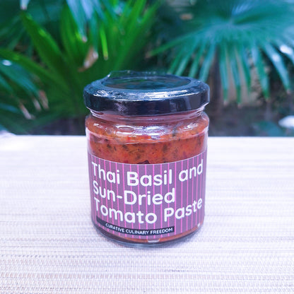 Tomato Paste | Thai Basil And Sun Dried Tomato Paste – Made With Cold Pressed Oil &amp; Rice Bran Oil – Vegan, No Added Flavors, Colors, Thickener &amp; No Emulsifiers And Stabilisers – CHEF ZEHN – 200gm