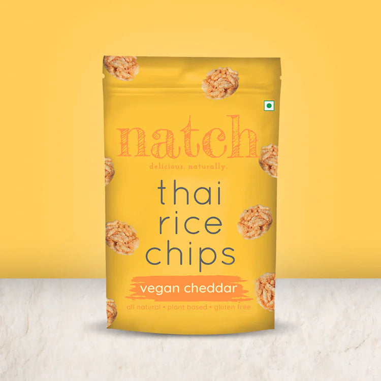 Chips | Thai Rice Chips (Vegan Cheddar) – All Natural – Vegan, Gluten Free, Trans Fat Free, Non GMO &amp;amp; No Added Artificial Flavor – natch – 25gm