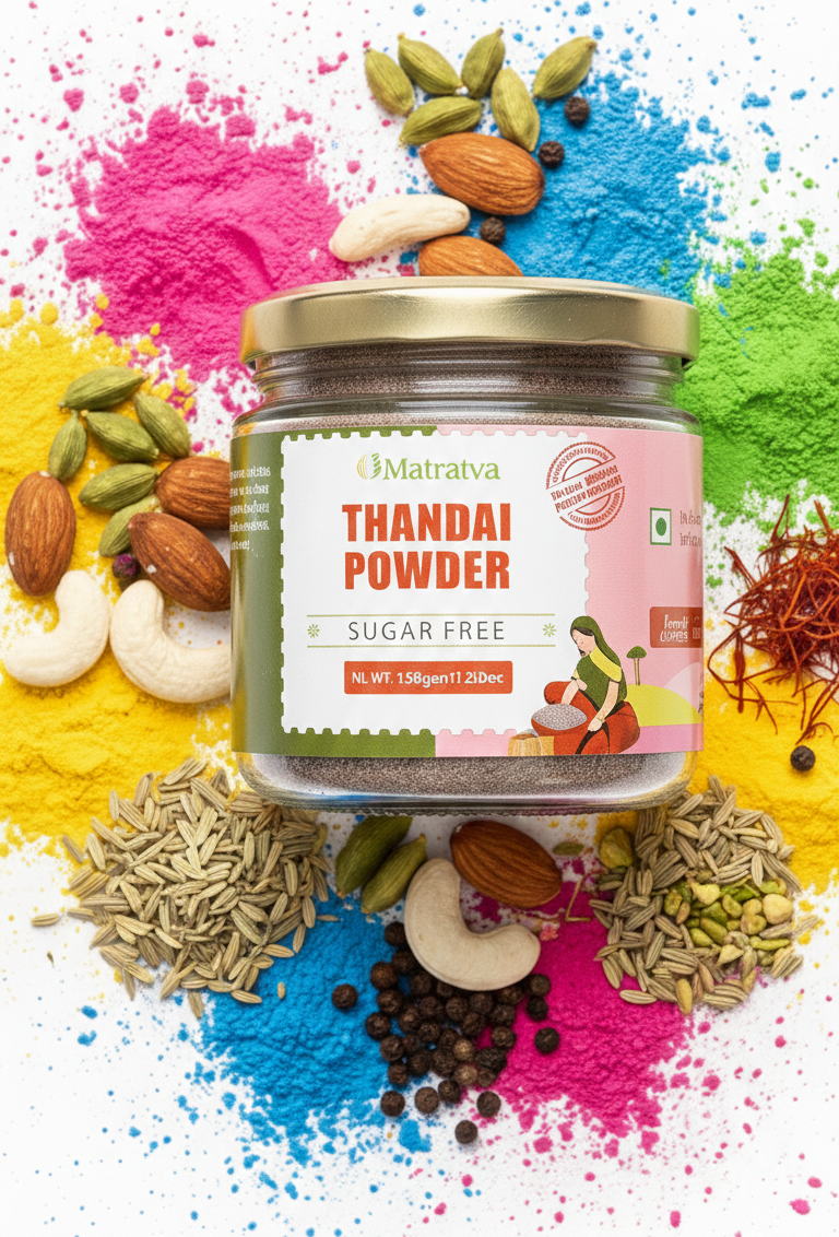 Thandai Powder | Thandai Powder Holi Special -Sugar Free -Immunity Booster Thandai, Handmade- No Artificial Additives,  No Preservatives -Matratva- 150gm