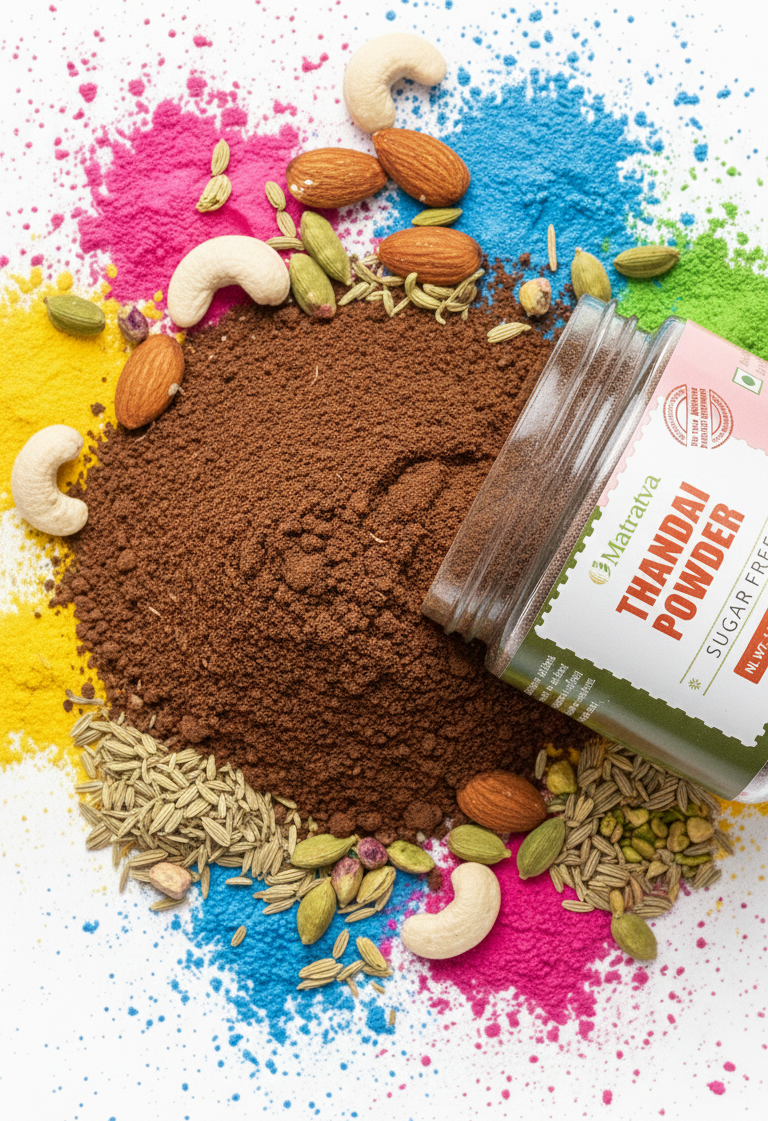 Thandai Powder | Thandai Powder Holi Special -Sugar Free -Immunity Booster Thandai, Handmade- No Artificial Additives,  No Preservatives -Matratva- 150gm