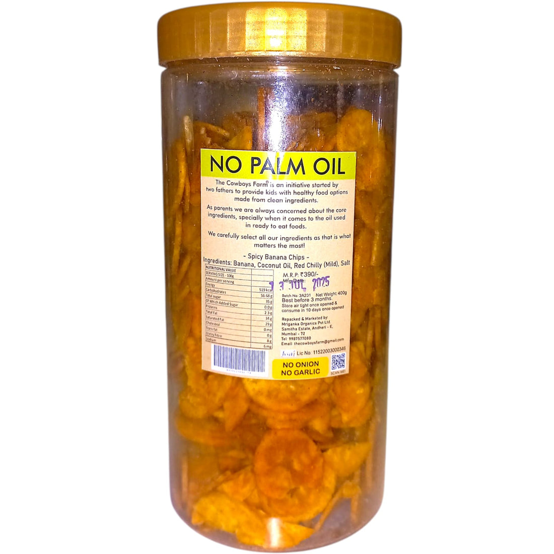 Banana Chips | (Spicy) - Gluten Free, No Onion, No Garlic &amp; No Added Preservatives - The Cow Boys Farm – 200gm