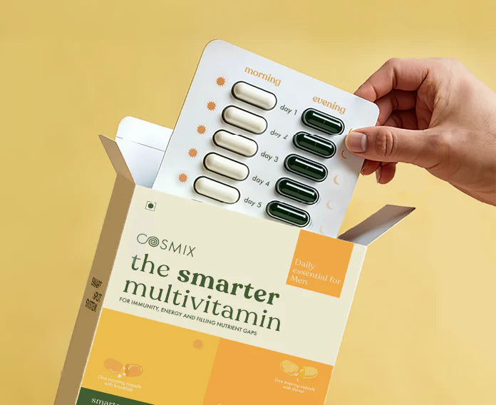 Multivitamins | The Smarter Multivitamin - For Men 18+ - For Immunity, Energy And Filling Nutrient Gaps - No Talc, No Additives, Flavours &amp; No Artificial Colorants - Cosmix - 56 Capsules