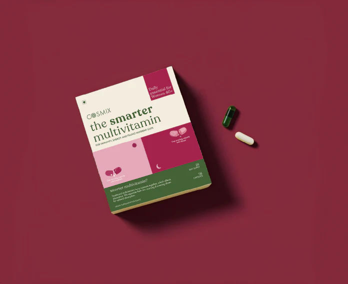 Multivitamins | The Smarter Multivitamin - For Women 40+ - For Immunity, Energy And Filling Nutrient Gaps - No Talc, No Additives, Flavours &amp; No Artificial Colorants - Cosmix - 56 Capsules