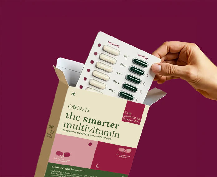 Multivitamins | The Smarter Multivitamin - For Women 40+ - For Immunity, Energy And Filling Nutrient Gaps - No Talc, No Additives, Flavours &amp; No Artificial Colorants - Cosmix - 56 Capsules