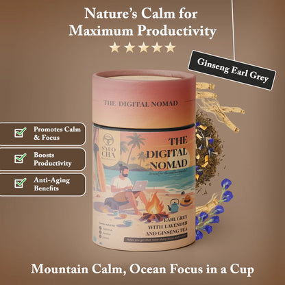 Tea |The Digital Nomad (Earl Grey Tea with Lavender and Ginseng for Sharper Focus) -No Side Effects-No Artificial Coloring- No Added Preservatives - Syuo Cha - 50gm