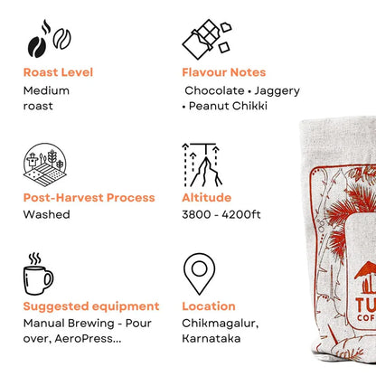 Coffee | Thogarihankal (French Press) - Chocolate - Jaggery - Peanut Brittle - 100% Arabica - No Added Sugar, Honey, Fruit, Flavor, Chicory Or Preservatives - Tulum Coffee – 250gm