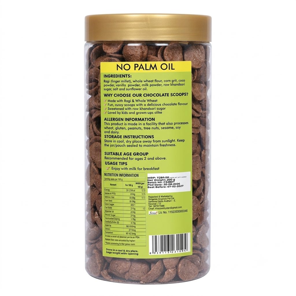 Three Grain Choco Scoops - No Palm Oil, No Artificial Color, Flavor &amp; Preservatives – The Cow boys Farm – 300gm
