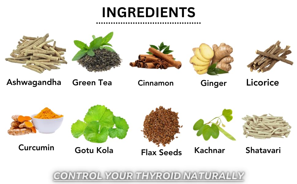 Tea | Thyroid Care Tea (With The Goodness Of Ashwagandha, Gotu Kola, Liquorice, Ginger And 6 Other Herbs And Spices) - Organic - No Added Sugar ,Preservatives, Non Gmo &amp;amp; No Artificial Colors – Root Care Organics – 100gm
