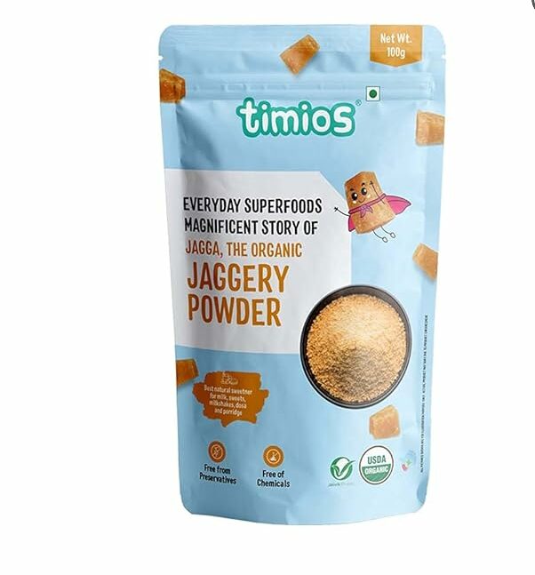 Jaggery Powder | USDA Organic - No Added Preservatives & Chemical Free - Timios - 100gm