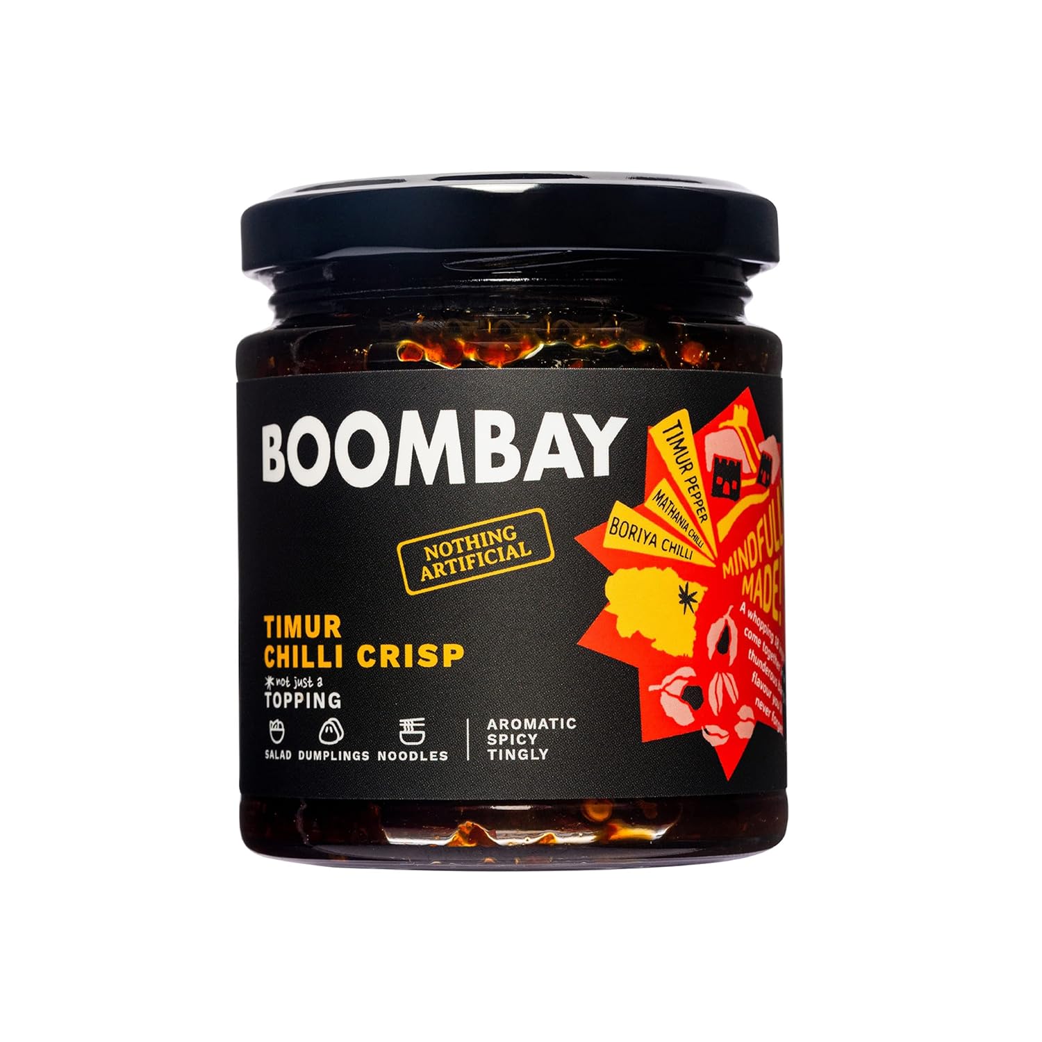 Timur Chilli Crisp | Topping (Aromatic Spicy Tangy) - Salad - Dumplings - Noodles - No Refined Sugar &amp; No Bad Oil - Boombay - 190gm