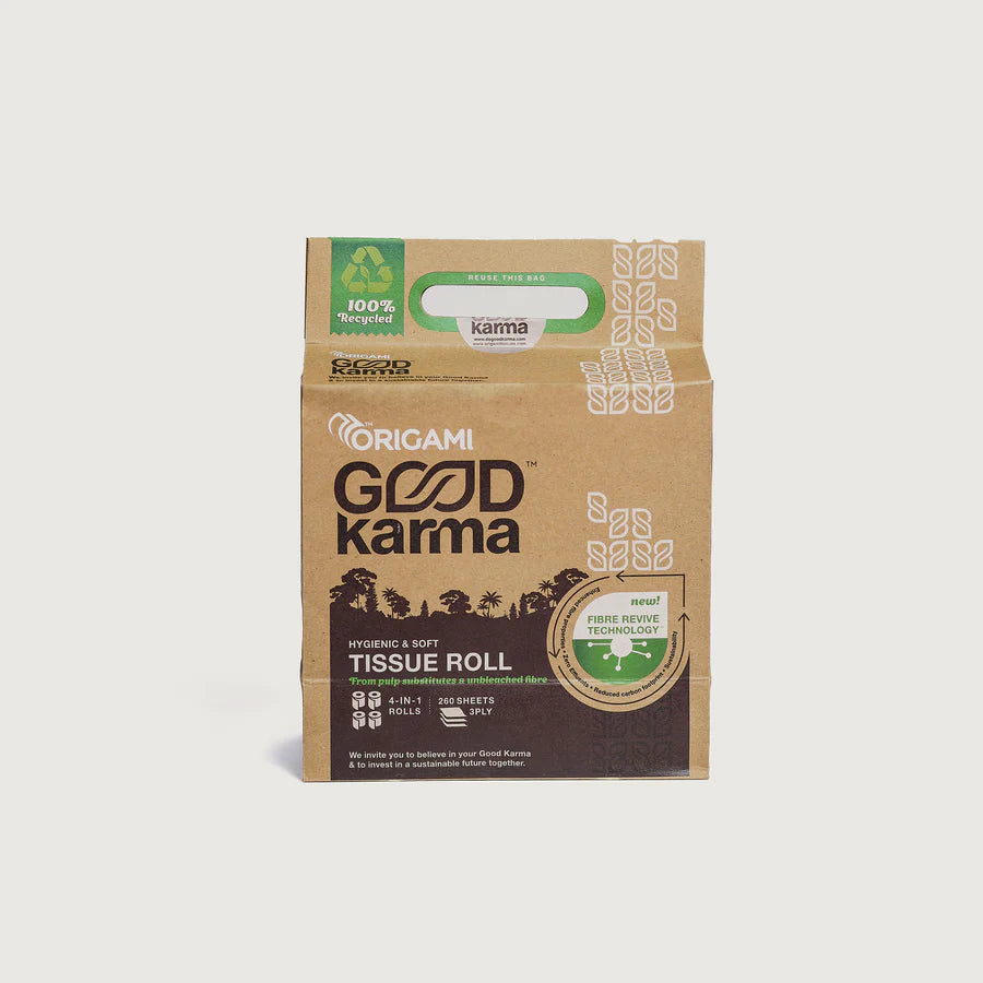 Tissue Roll | Hygienic, Soft & Absorbent – Extra Soft – Unbleached Fibre – 100% Recycled – Good Karma – 320Sheets