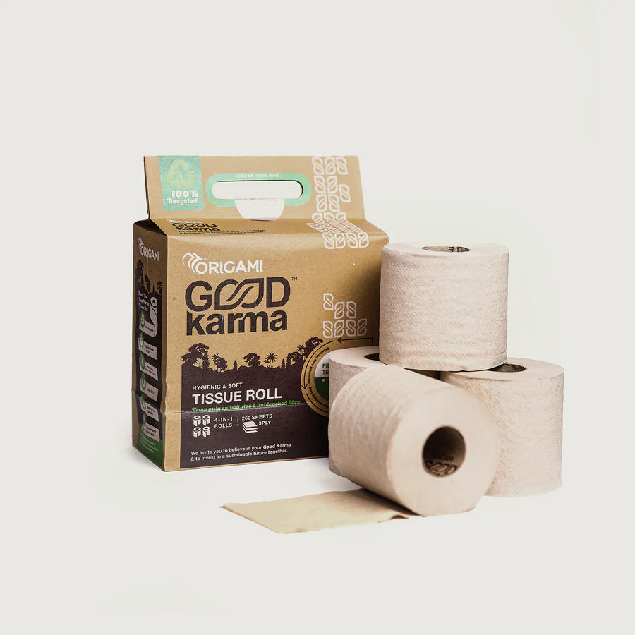 Tissue Roll | Hygienic, Soft &amp; Absorbent – Extra Soft – Unbleached Fibre – 100% Recycled – Good Karma – 320Sheets