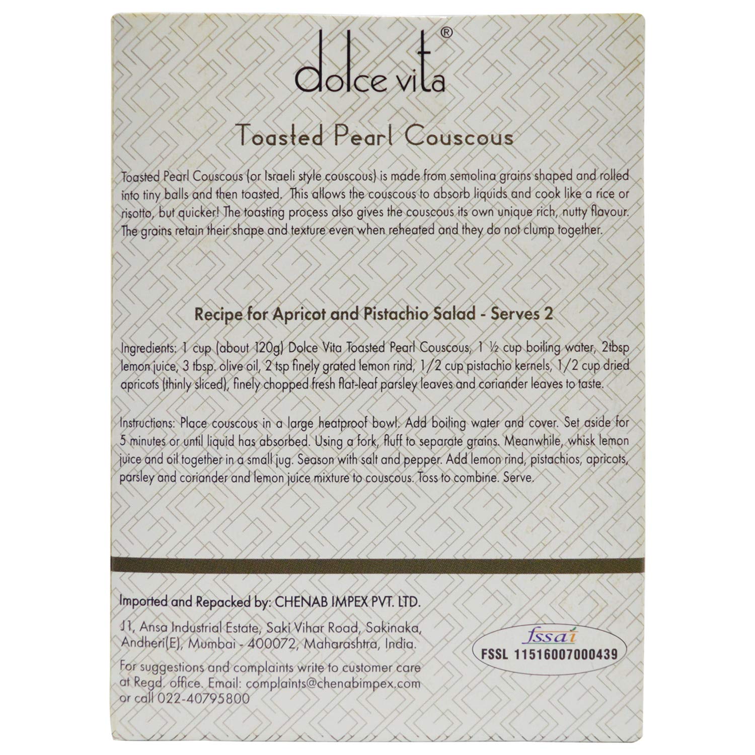 Toasted Pearl Couscous – Vegan - Dolce Vita – 200gm